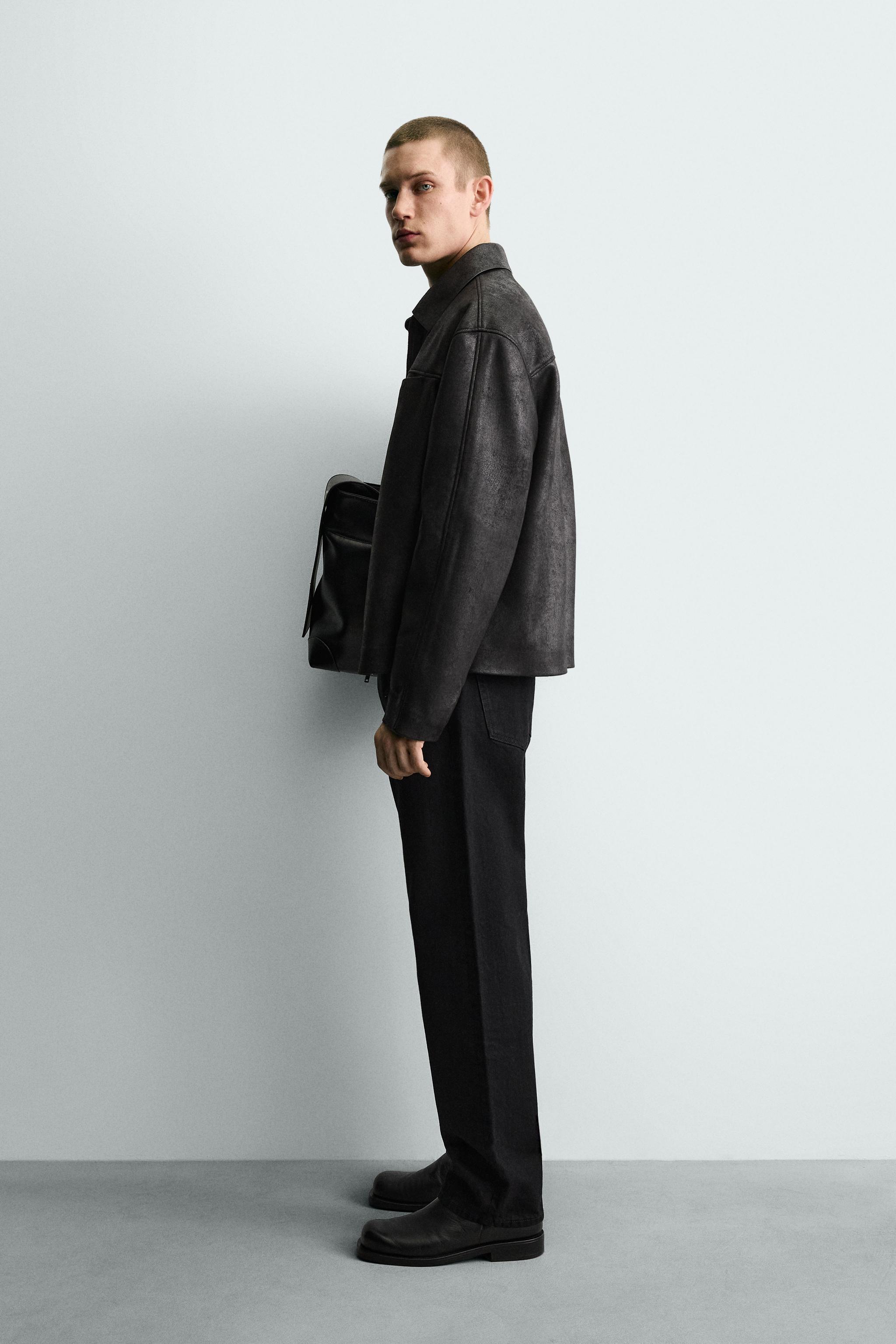 BLOUSON EN MATIÈRE SYNTHÉTIQUE DÉLAVÉ